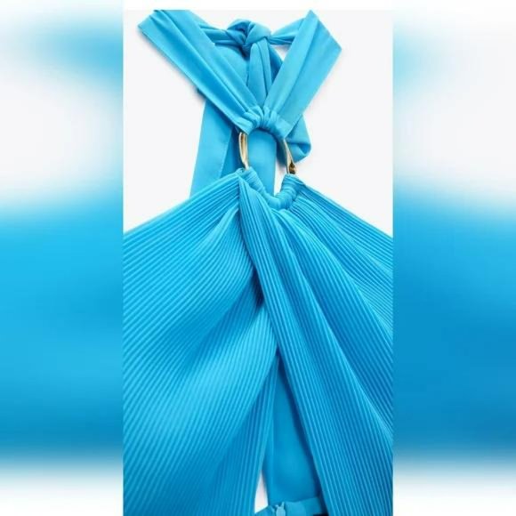 ZARA PLEATED SLIP DRESS - Picture 7 of 10